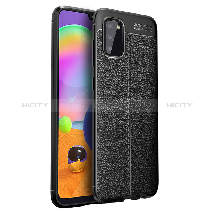 Coque Silicone Gel Motif Cuir Housse Etui pour Samsung Galaxy A02s Noir Plus