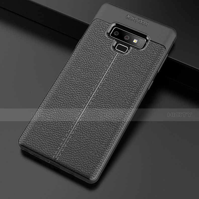 Coque Silicone Gel Motif Cuir Housse Etui pour Samsung Galaxy Note 9 Noir Plus