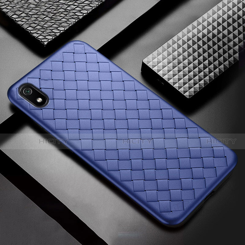 Coque Silicone Gel Motif Cuir Housse Etui pour Xiaomi Redmi 7A Bleu Plus