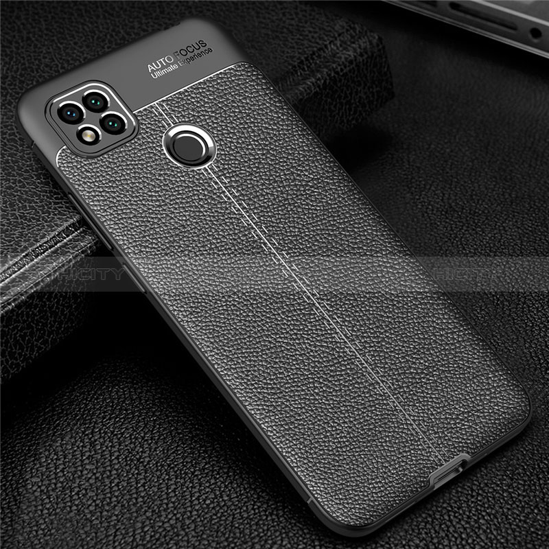 Coque Silicone Gel Motif Cuir Housse Etui pour Xiaomi Redmi 9 Activ Noir Plus