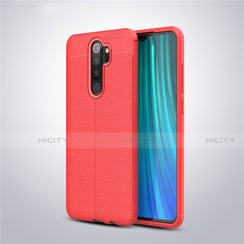 Coque Silicone Gel Motif Cuir Housse Etui pour Xiaomi Redmi Note 8 Pro Rouge Plus