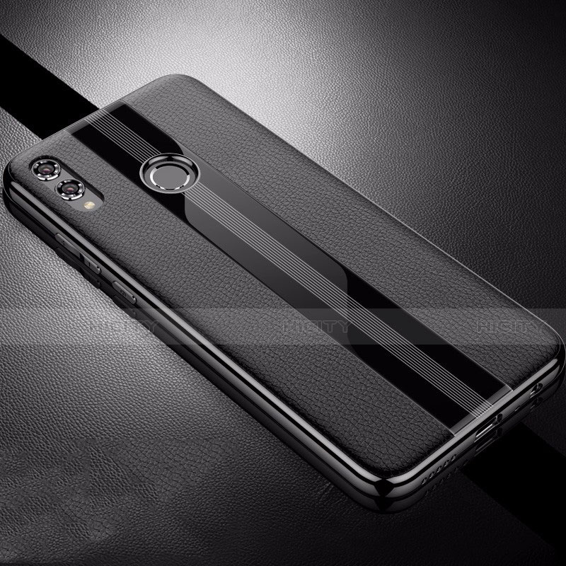 Coque Silicone Gel Motif Cuir Housse Etui S01 pour Huawei Honor V10 Lite Noir Plus
