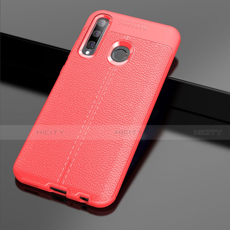 Coque Silicone Gel Motif Cuir Housse Etui S01 pour Huawei P Smart+ Plus (2019) Rouge Plus