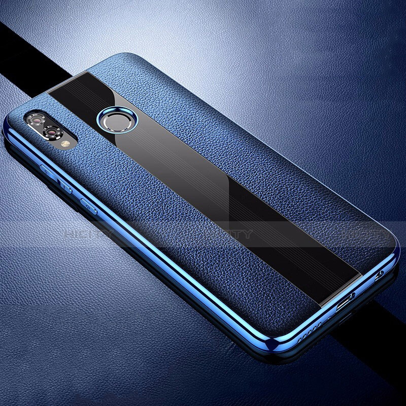 Coque Silicone Gel Motif Cuir Housse Etui S01 pour Huawei P Smart+ Plus Bleu Plus