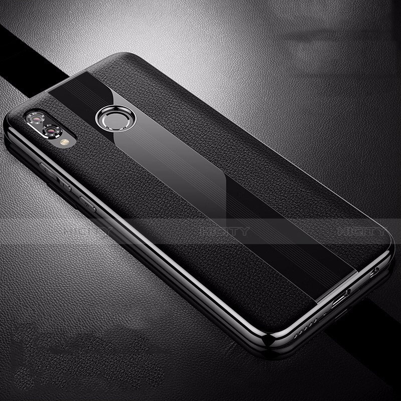 Coque Silicone Gel Motif Cuir Housse Etui S01 pour Huawei P Smart+ Plus Noir Plus