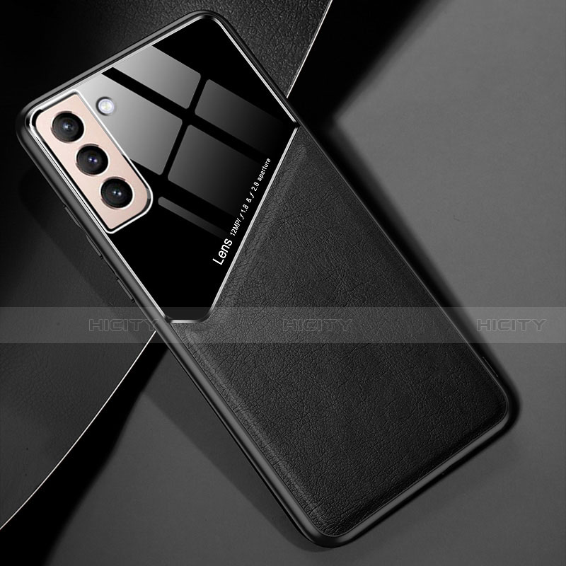 Coque Silicone Gel Motif Cuir Housse Etui S01 pour Samsung Galaxy S21 5G Noir Plus