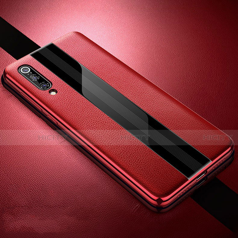 Coque Silicone Gel Motif Cuir Housse Etui S01 pour Xiaomi Mi 9 Pro Rouge Plus