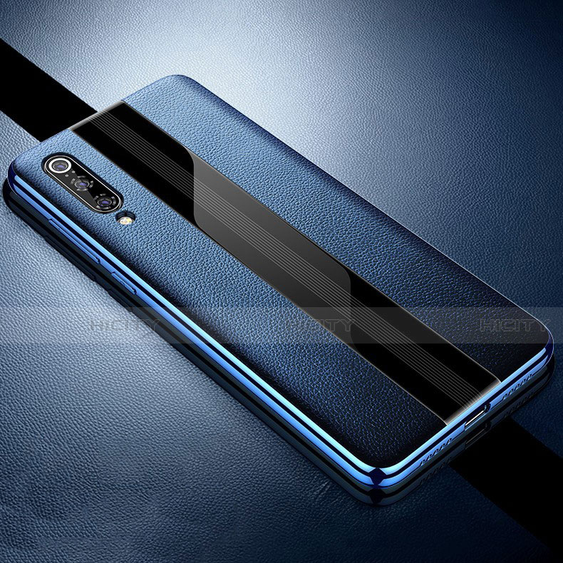 Coque Silicone Gel Motif Cuir Housse Etui S01 pour Xiaomi Mi 9 SE Bleu Plus