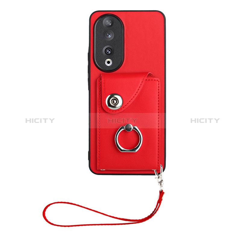 Coque Silicone Gel Motif Cuir Housse Etui S01D pour Huawei Honor 90 5G Rouge Plus