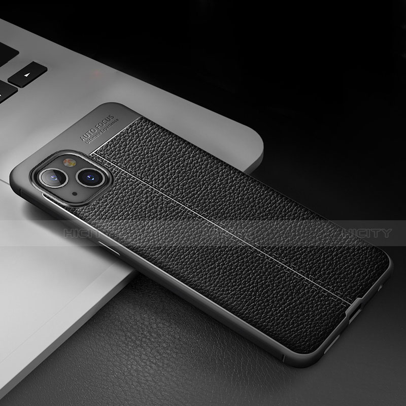 Coque Silicone Gel Motif Cuir Housse Etui S03 pour Apple iPhone 13 Mini Plus