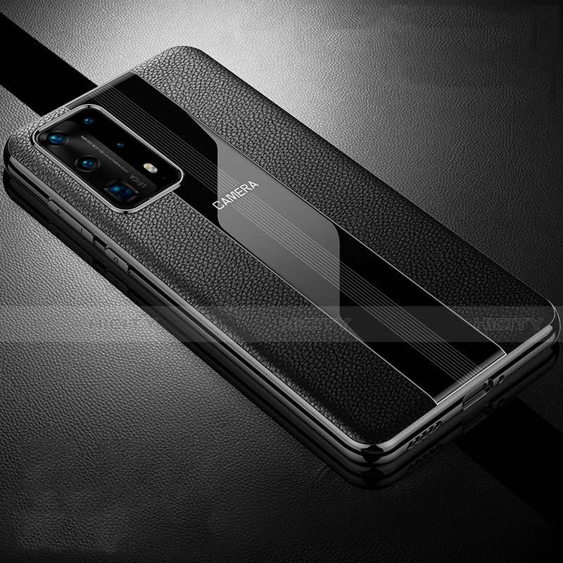 Coque Silicone Gel Motif Cuir Housse Etui S06 pour Huawei P40 Pro+ Plus Noir Plus