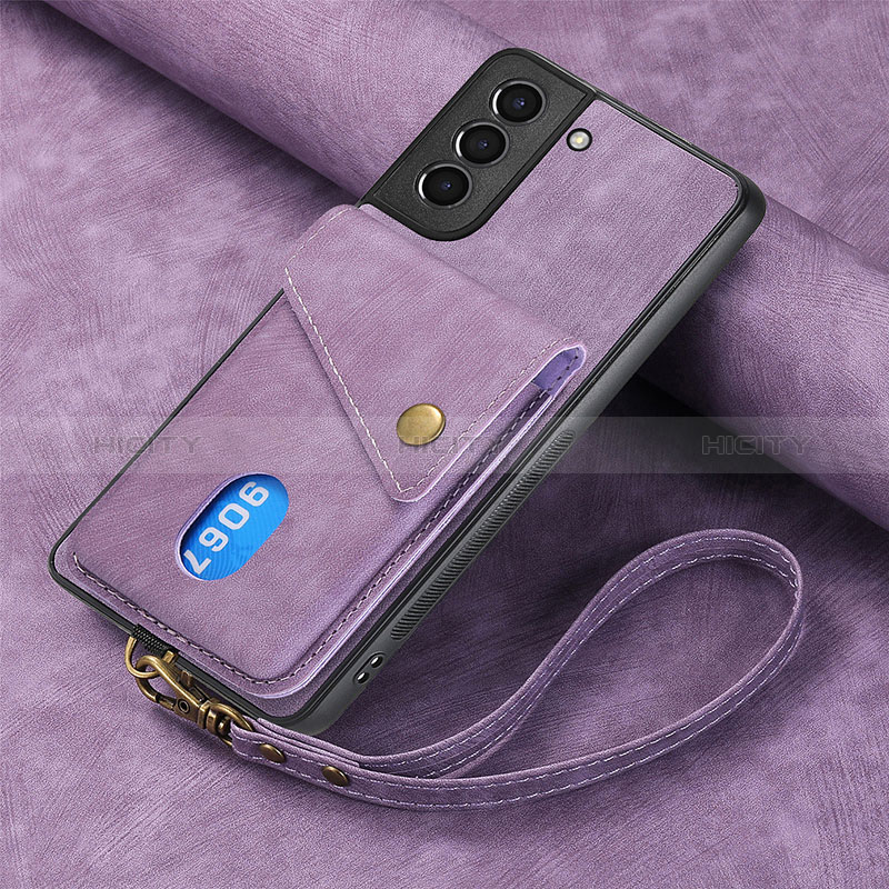 Coque Silicone Gel Motif Cuir Housse Etui SD1 pour Samsung Galaxy S22 Plus 5G Violet Clair Plus