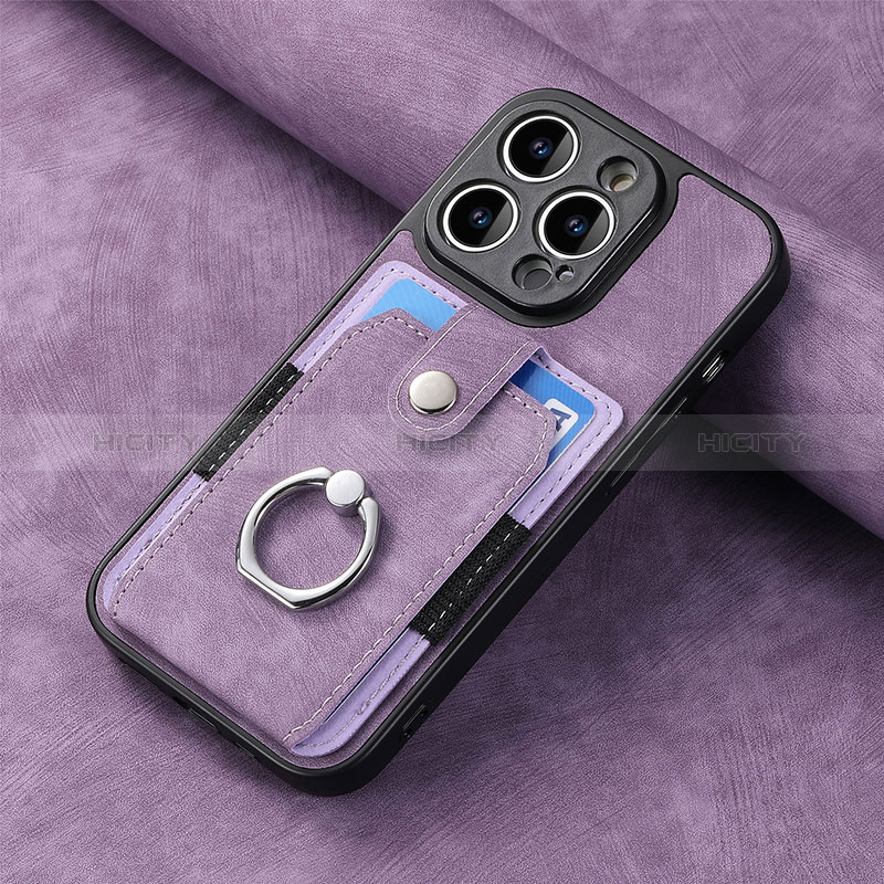Coque Silicone Gel Motif Cuir Housse Etui SD11 pour Apple iPhone 13 Pro Violet Clair Plus