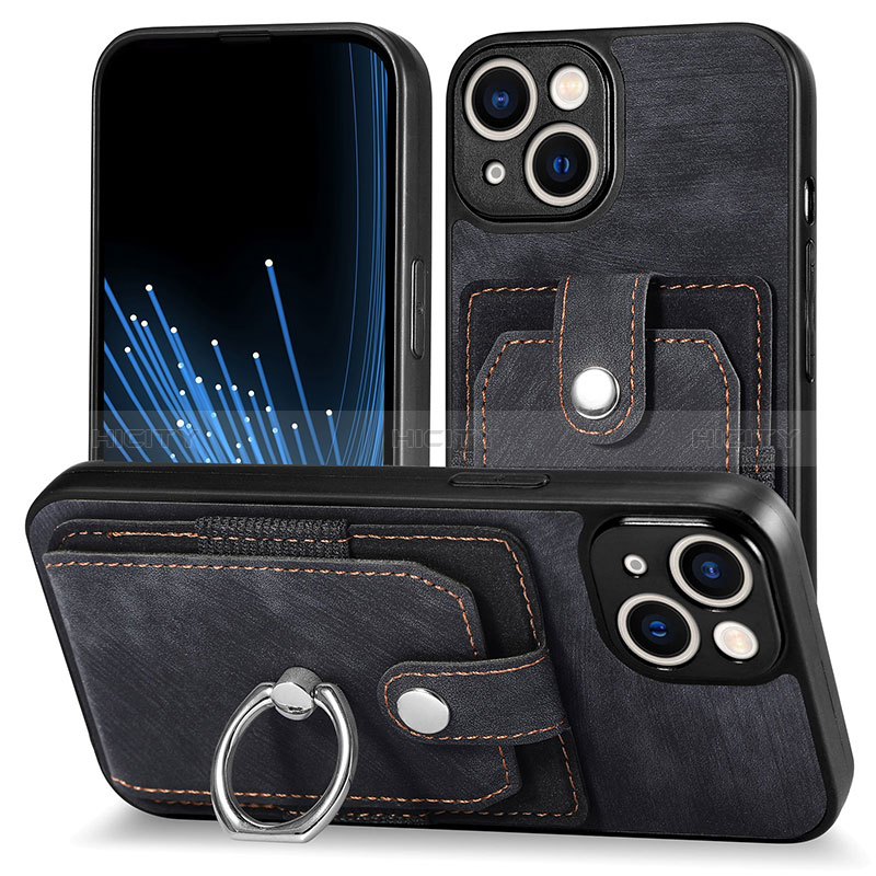 Coque Silicone Gel Motif Cuir Housse Etui SD11 pour Apple iPhone 14 Noir Plus