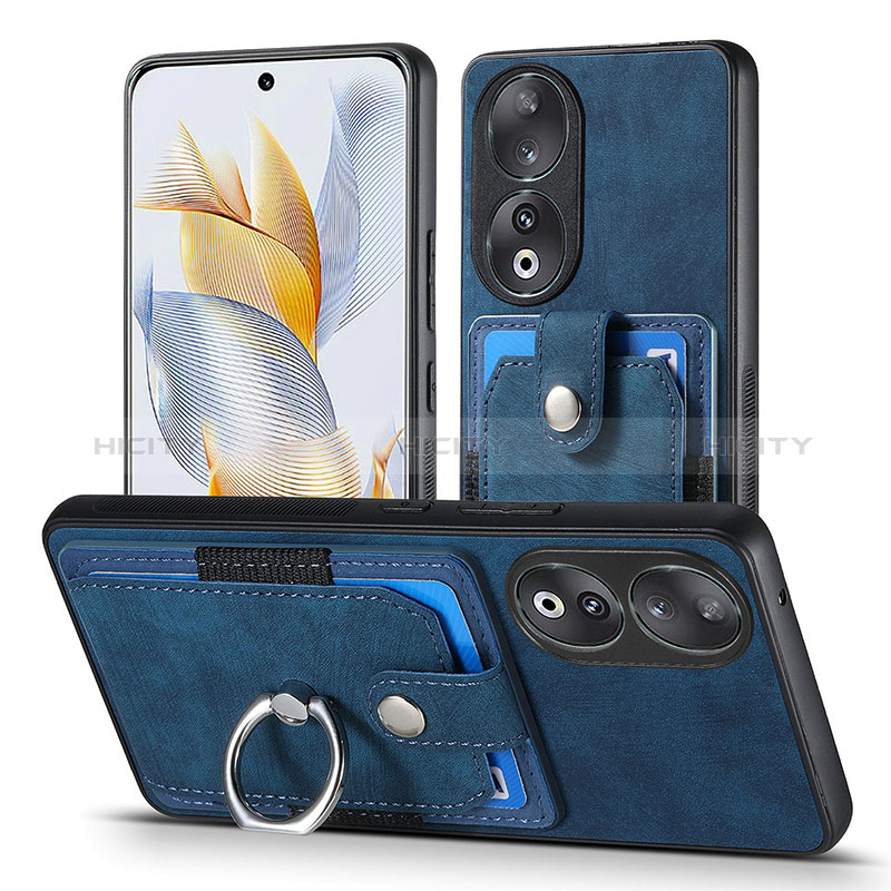 Coque Silicone Gel Motif Cuir Housse Etui SD2 pour Huawei Honor 90 5G Bleu Plus