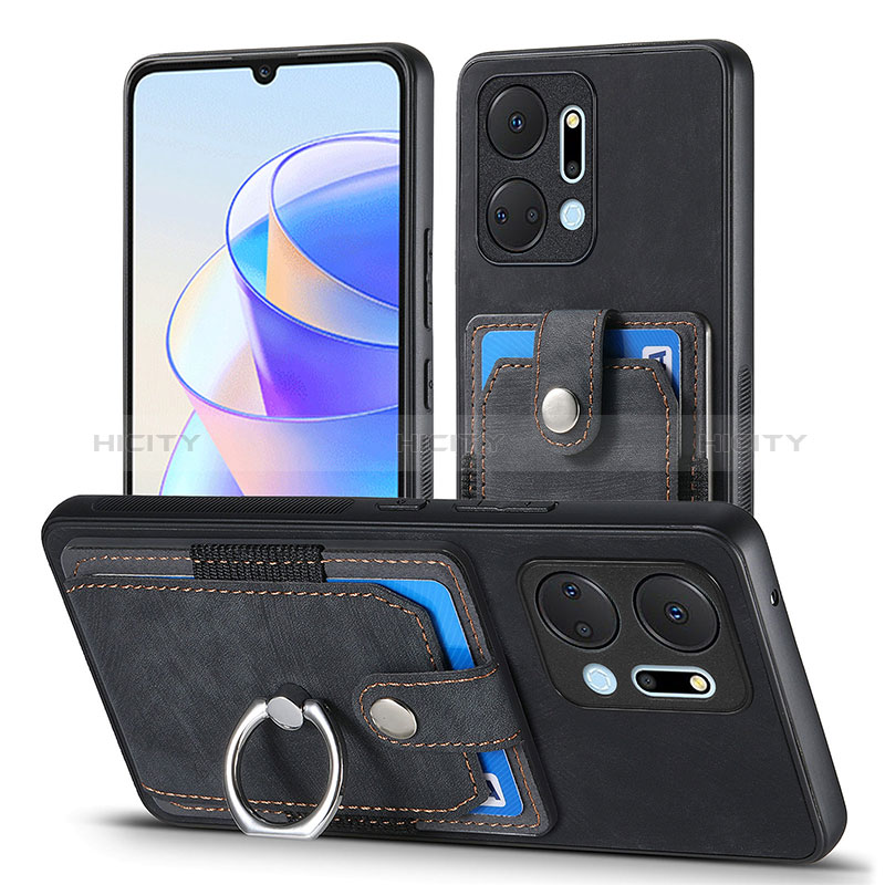 Coque Silicone Gel Motif Cuir Housse Etui SD2 pour Huawei Honor X7a Noir Plus
