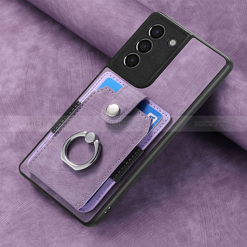 Coque Silicone Gel Motif Cuir Housse Etui SD2 pour Samsung Galaxy S21 FE 5G Violet Clair Plus