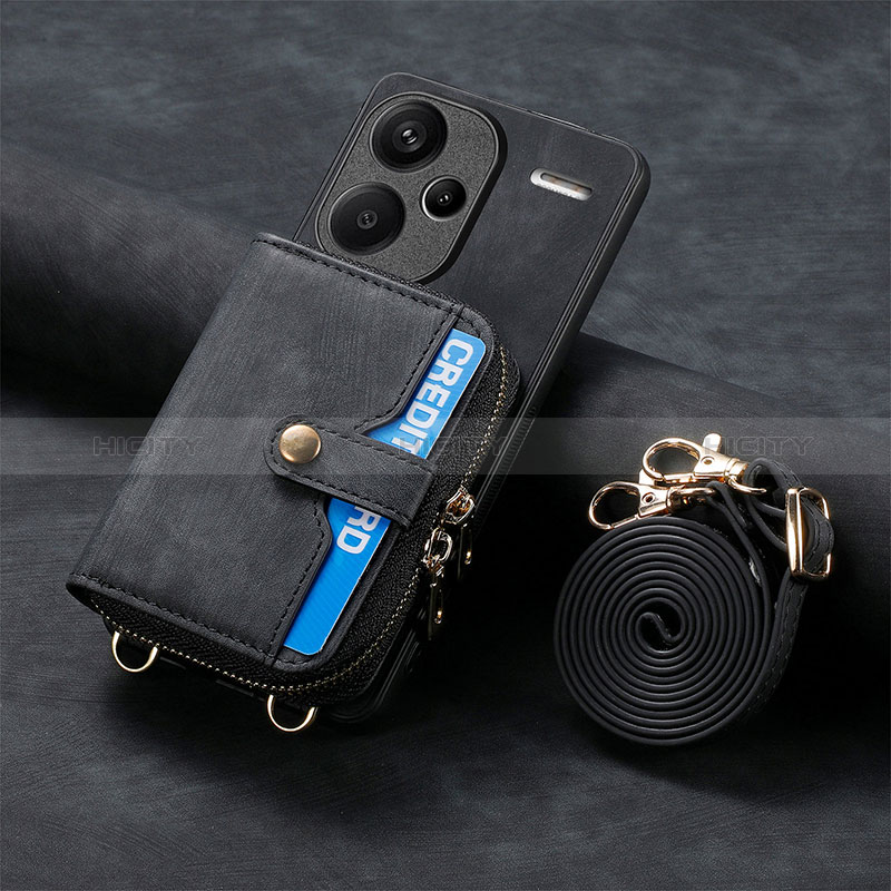 Coque Silicone Gel Motif Cuir Housse Etui SD2 pour Xiaomi Redmi Note 13 Pro+ Plus 5G Noir Plus