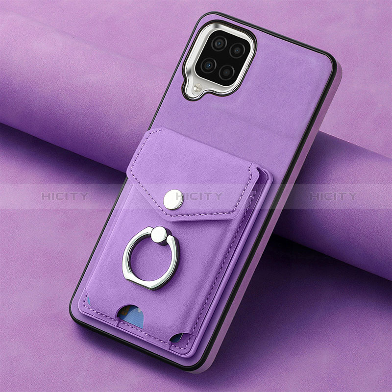 Coque Silicone Gel Motif Cuir Housse Etui SD3 pour Samsung Galaxy M32 4G Violet Plus