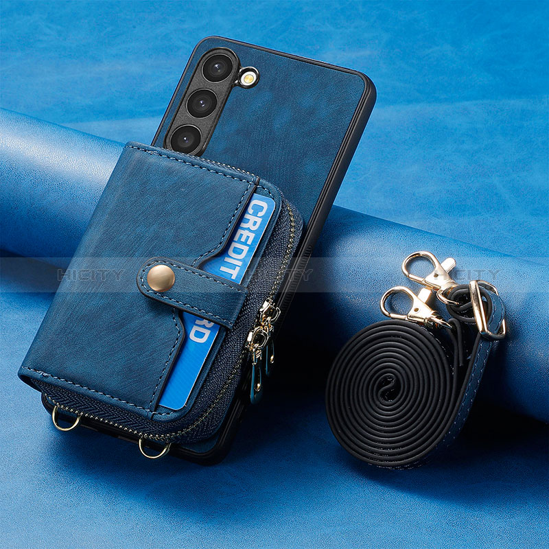 Coque Silicone Gel Motif Cuir Housse Etui SD3 pour Samsung Galaxy S23 Plus 5G Bleu Plus