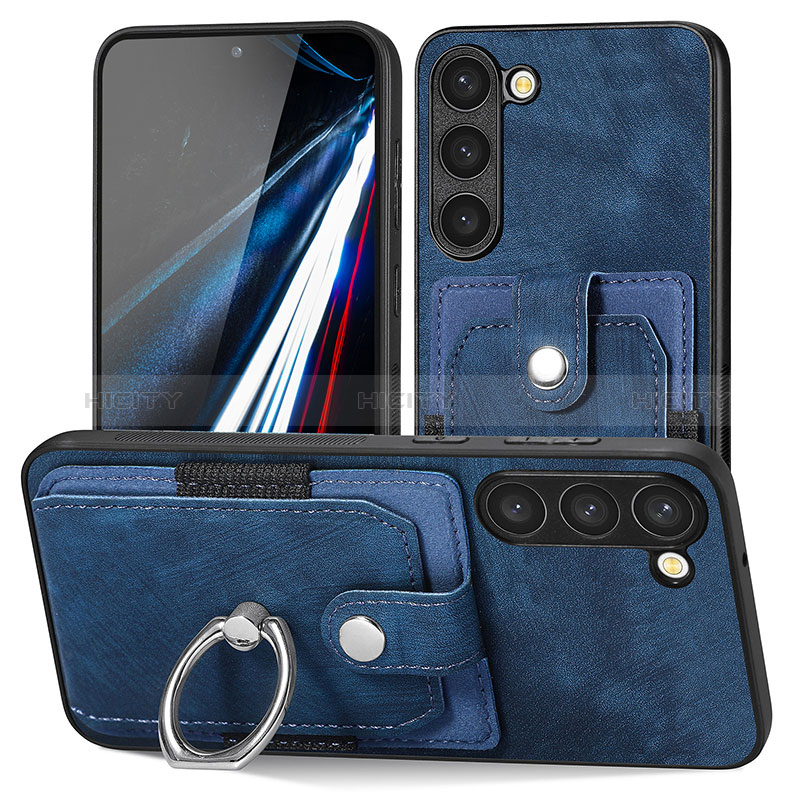 Coque Silicone Gel Motif Cuir Housse Etui SD5 pour Samsung Galaxy S23 Plus 5G Bleu Plus
