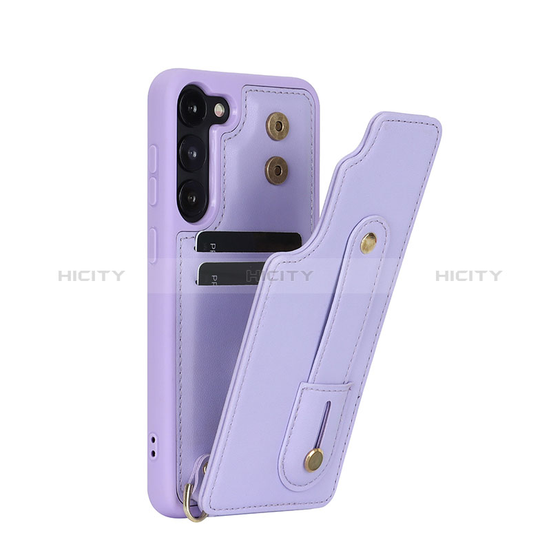 Coque Silicone Gel Motif Cuir Housse Etui SY1 pour Samsung Galaxy S23 5G Violet Plus