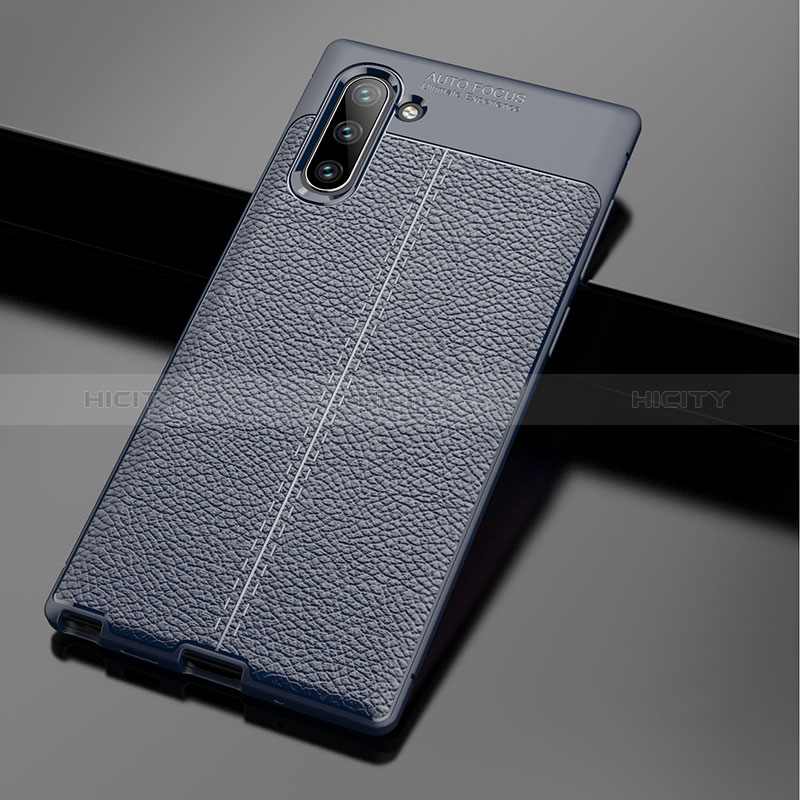 Coque Silicone Gel Motif Cuir Housse Etui WL1 pour Samsung Galaxy Note 10 5G Bleu Plus