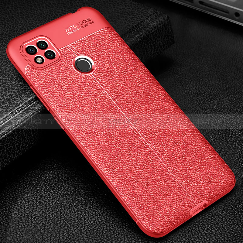 Coque Silicone Gel Motif Cuir Housse Etui WL2 pour Xiaomi Redmi 9 India Rouge Plus