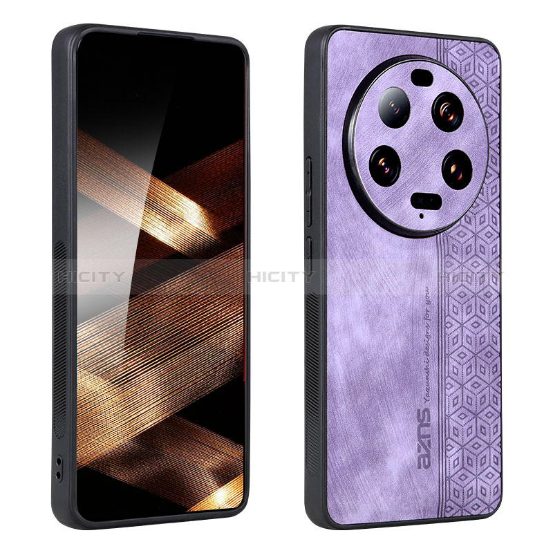 Coque Silicone Gel Motif Cuir Housse Etui YZ2 pour Xiaomi Mi 13 Ultra 5G Violet Clair Plus