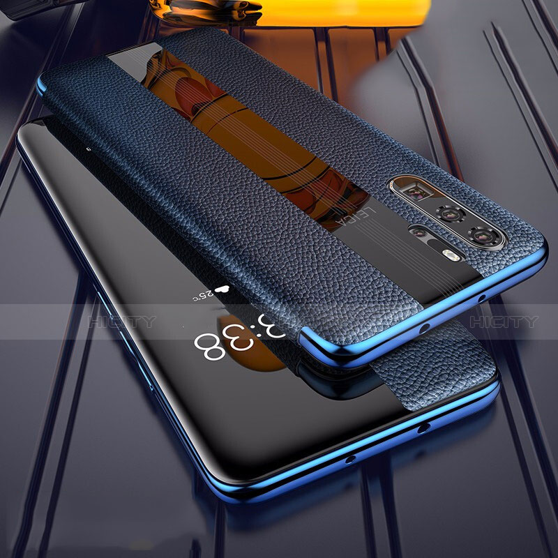 Coque Silicone Gel Motif Cuir Housse Etui Z01 pour Huawei P30 Pro Bleu Plus