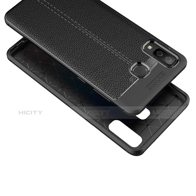 Coque Silicone Gel Motif Cuir K01 pour Samsung Galaxy A8 Star Noir Plus