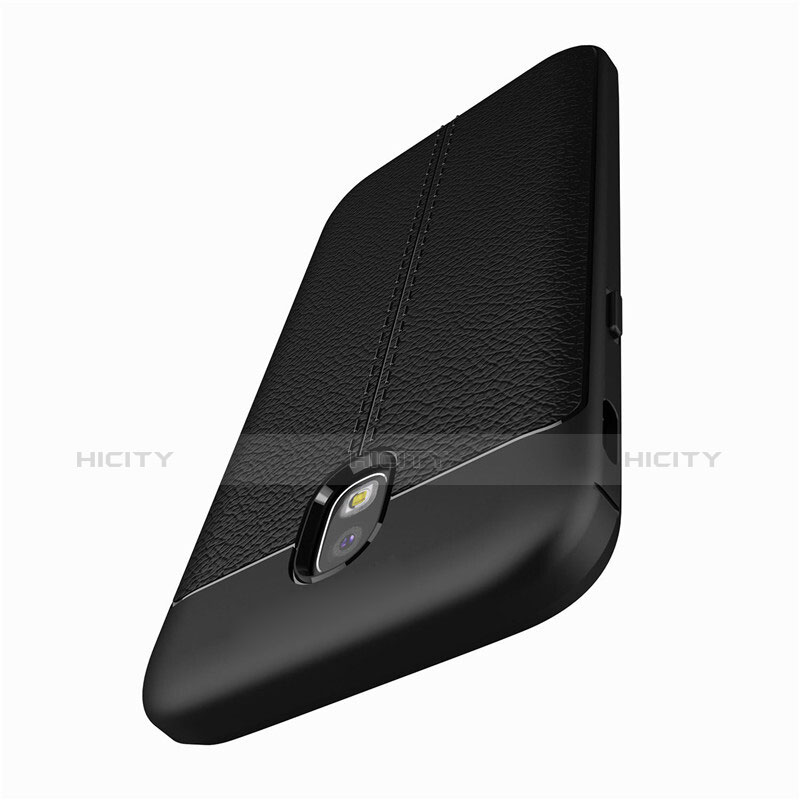 Coque Silicone Gel Motif Cuir K01 pour Samsung Galaxy J5 (2017) SM-J750F Noir Plus