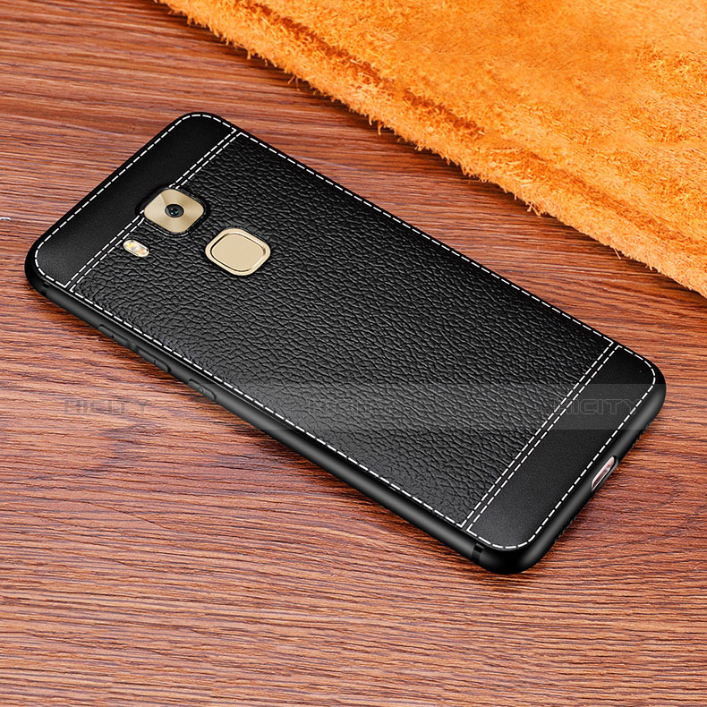Coque Silicone Gel Motif Cuir pour Huawei G9 Plus Noir Plus