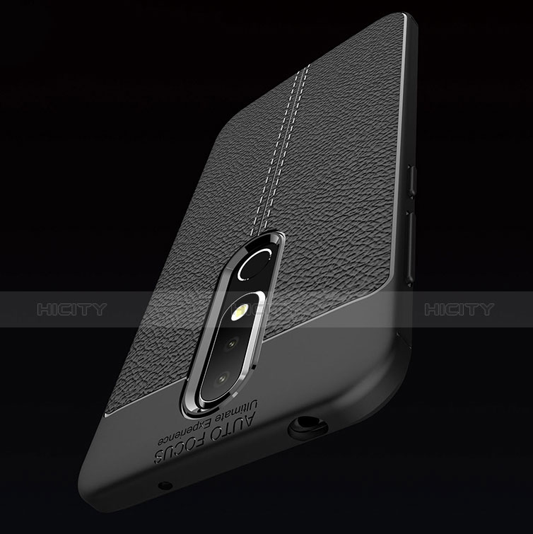 Coque Silicone Gel Motif Cuir pour Nokia X6 Noir Plus