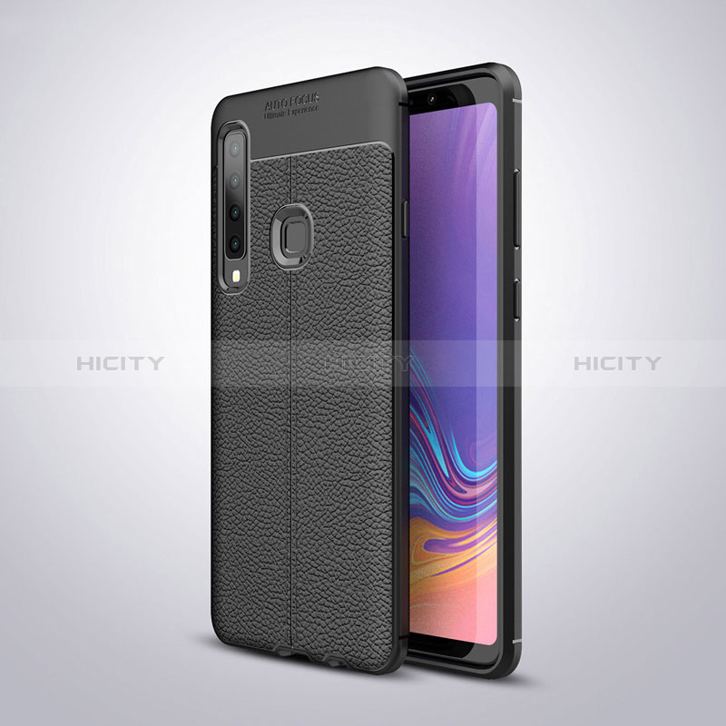 Coque Silicone Gel Motif Cuir pour Samsung Galaxy A9 (2018) A920 Noir Plus