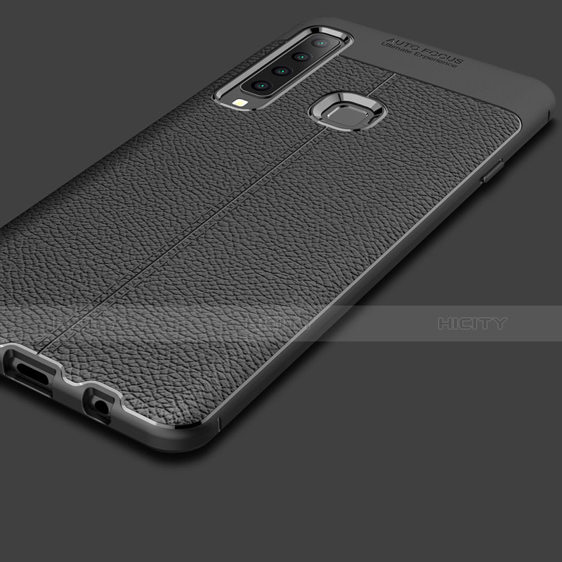 Coque Silicone Gel Motif Cuir pour Samsung Galaxy A9s Noir Plus