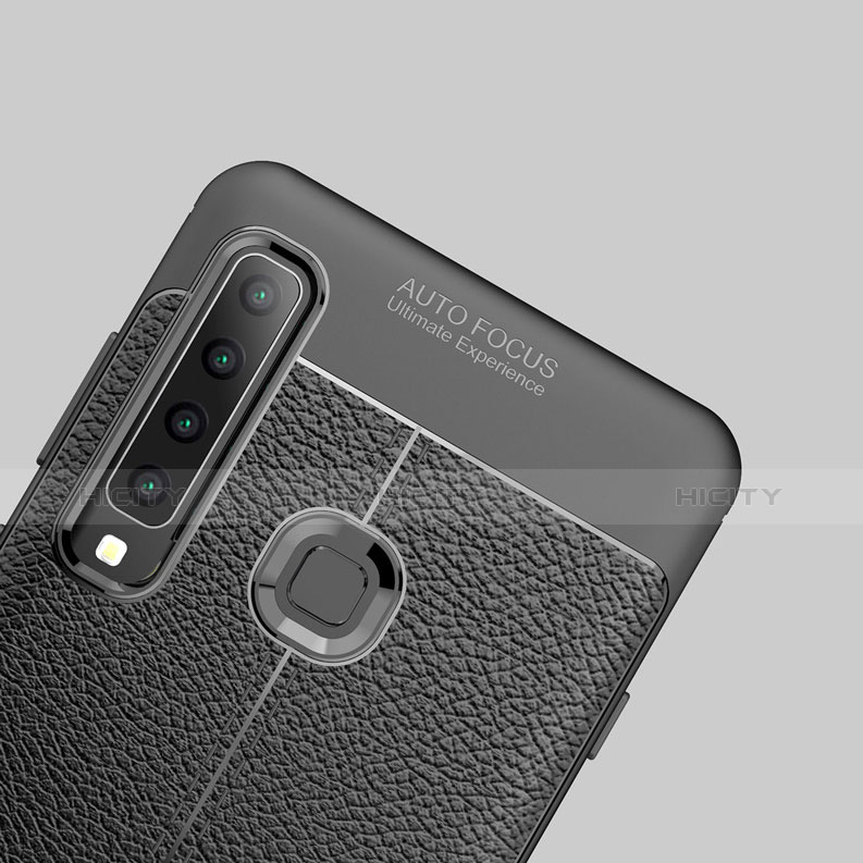 Coque Silicone Gel Motif Cuir pour Samsung Galaxy A9s Noir Plus