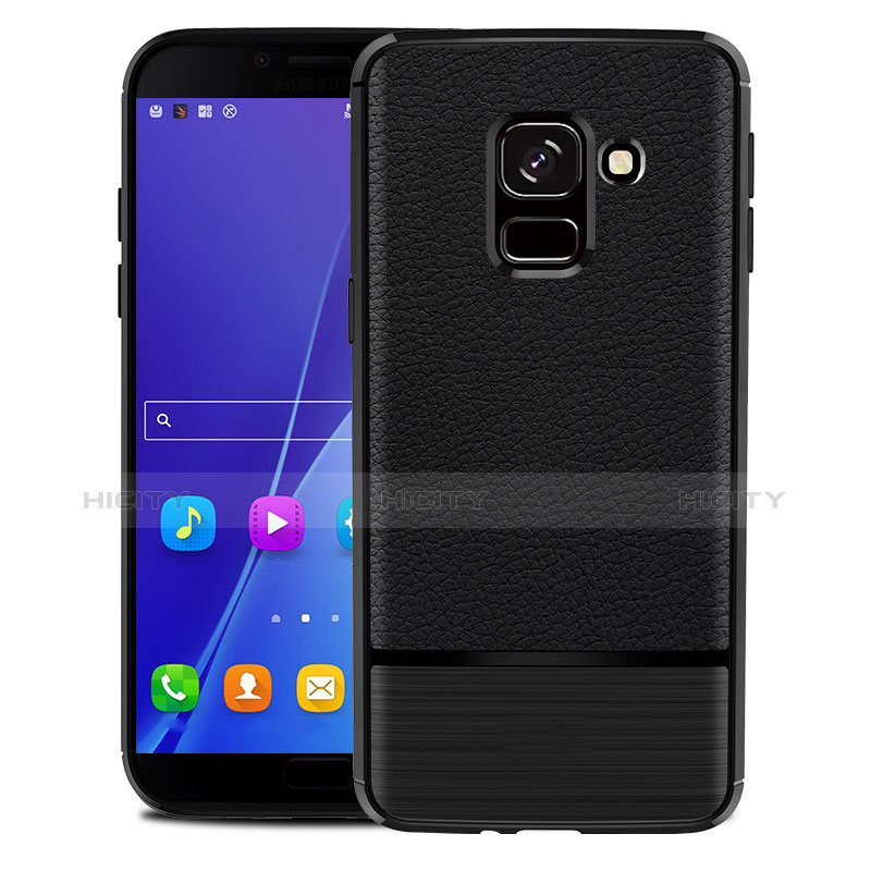 Coque Silicone Gel Motif Cuir Q01 pour Samsung Galaxy J6 (2018) J600F Noir Plus