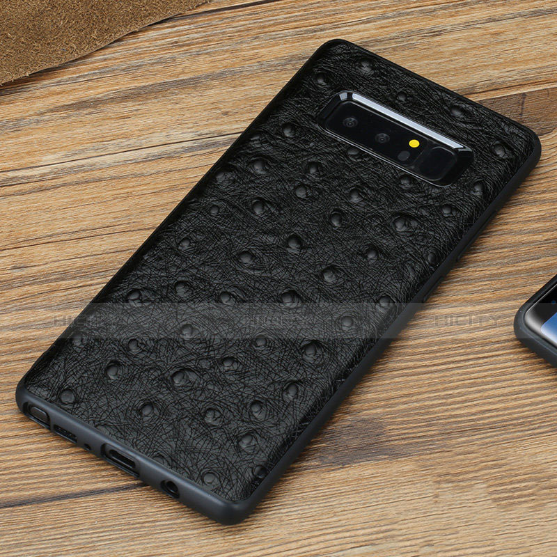 Coque Silicone Gel Motif Cuir R02 pour Samsung Galaxy Note 8 Noir Plus