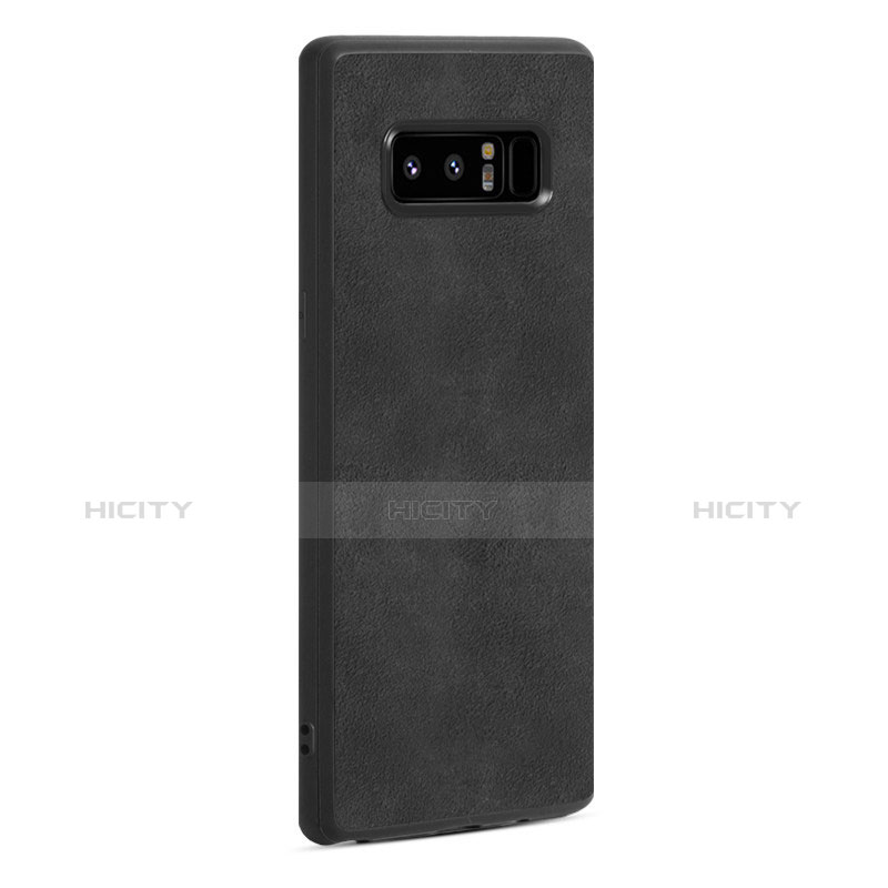 Coque Silicone Gel Motif Cuir R05 pour Samsung Galaxy Note 8 Duos N950F Noir Plus