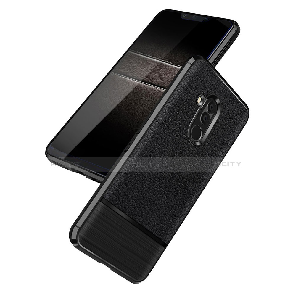 Coque Silicone Gel Motif Cuir W01 pour Huawei Maimang 7 Noir Plus