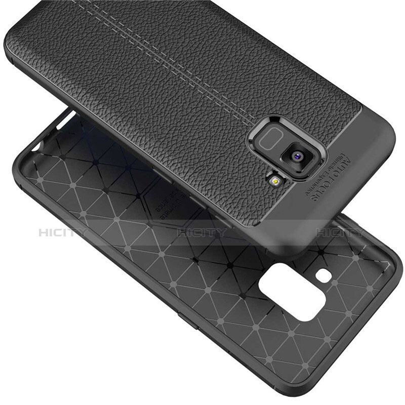 Coque Silicone Gel Motif Cuir W01 pour Samsung Galaxy A5 (2018) A530F Noir Plus