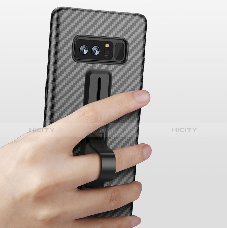 Coque Silicone Gel Serge avec Bague Anneau pour Samsung Galaxy Note 8 Noir Plus