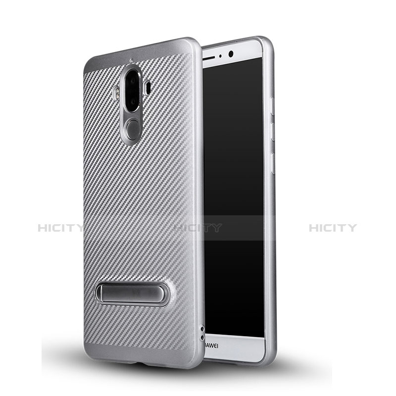Coque Silicone Gel Serge avec Support pour Huawei Mate 9 Argent Plus