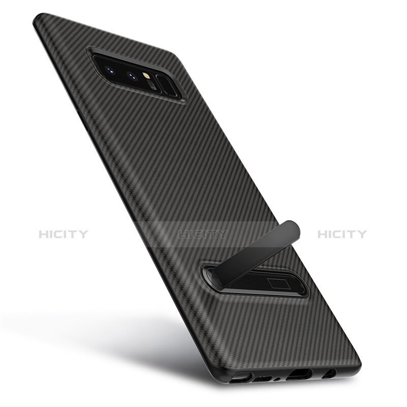 Coque Silicone Gel Serge avec Support pour Samsung Galaxy Note 8 Noir Plus