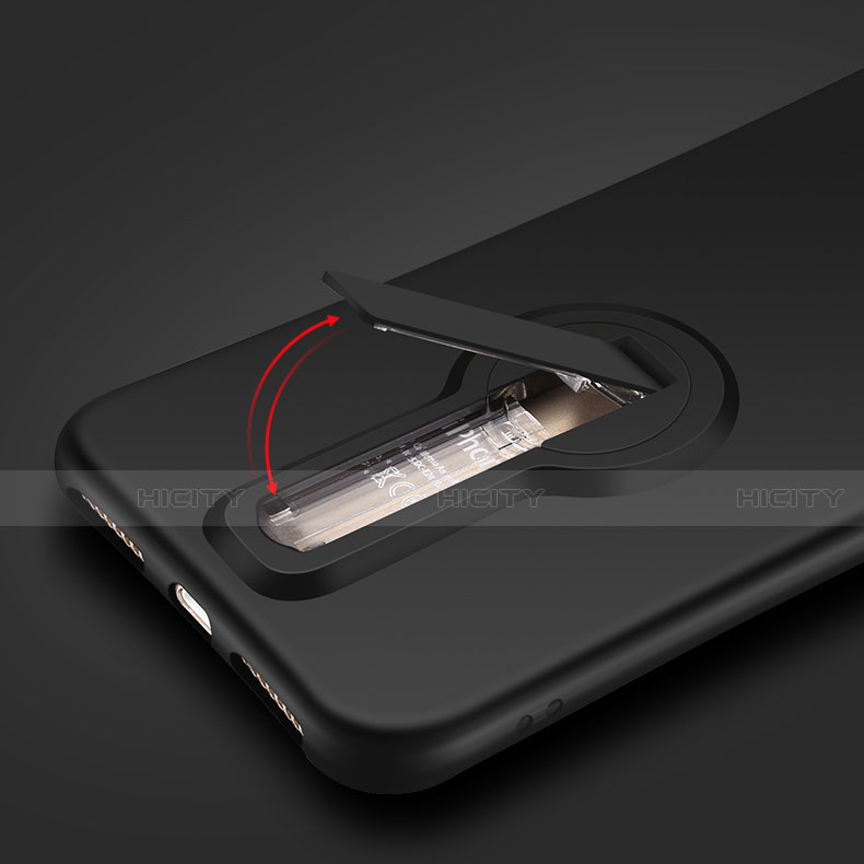 Coque Silicone Gel Souple Couleur Unie avec Support S02 pour Apple iPhone SE (2020) Noir Plus