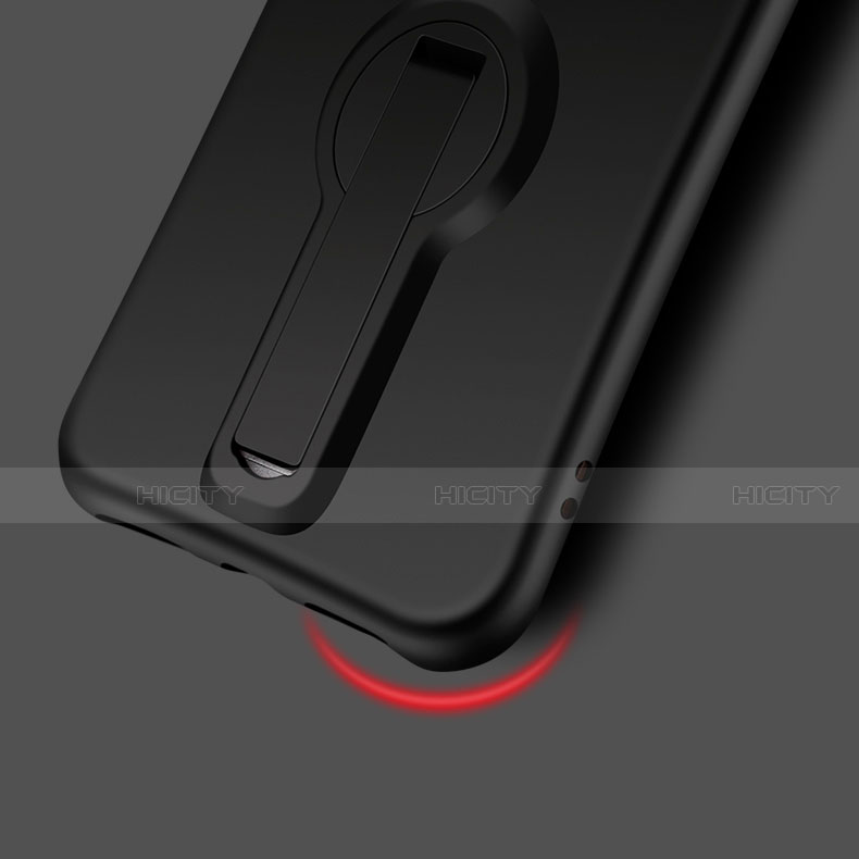 Coque Silicone Gel Souple Couleur Unie avec Support S02 pour Apple iPhone SE3 (2022) Noir Plus