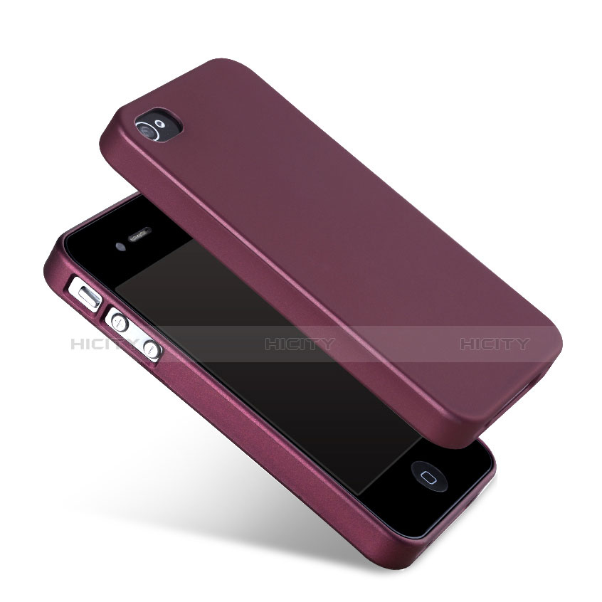 Coque Silicone Gel Souple Couleur Unie pour Apple iPhone 4S Rouge Plus