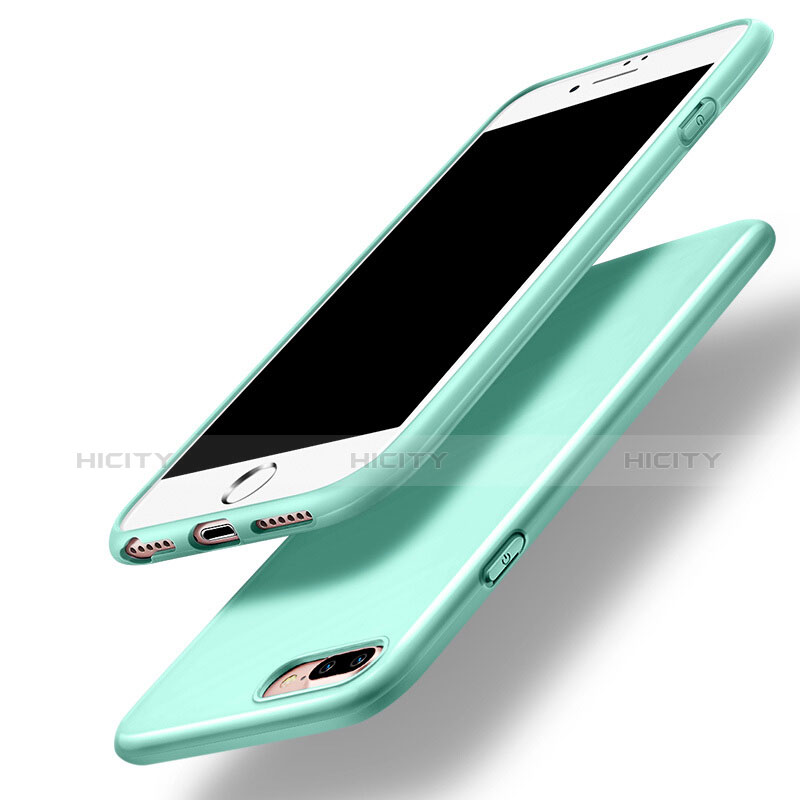 Coque Silicone Gel Souple Couleur Unie pour Apple iPhone 7 Plus Vert Plus