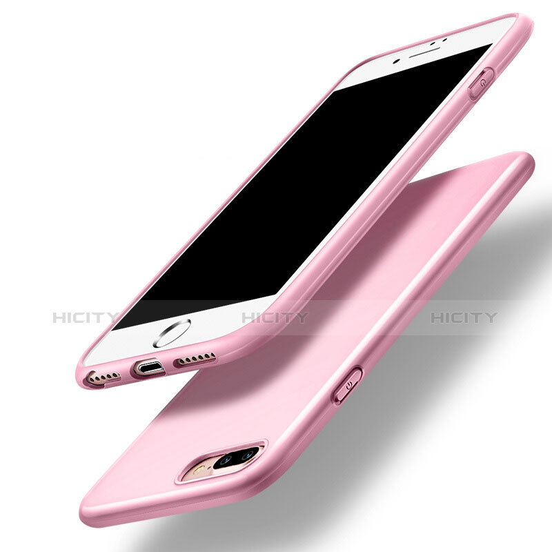 Coque Silicone Gel Souple Couleur Unie pour Apple iPhone 8 Plus Rose Plus
